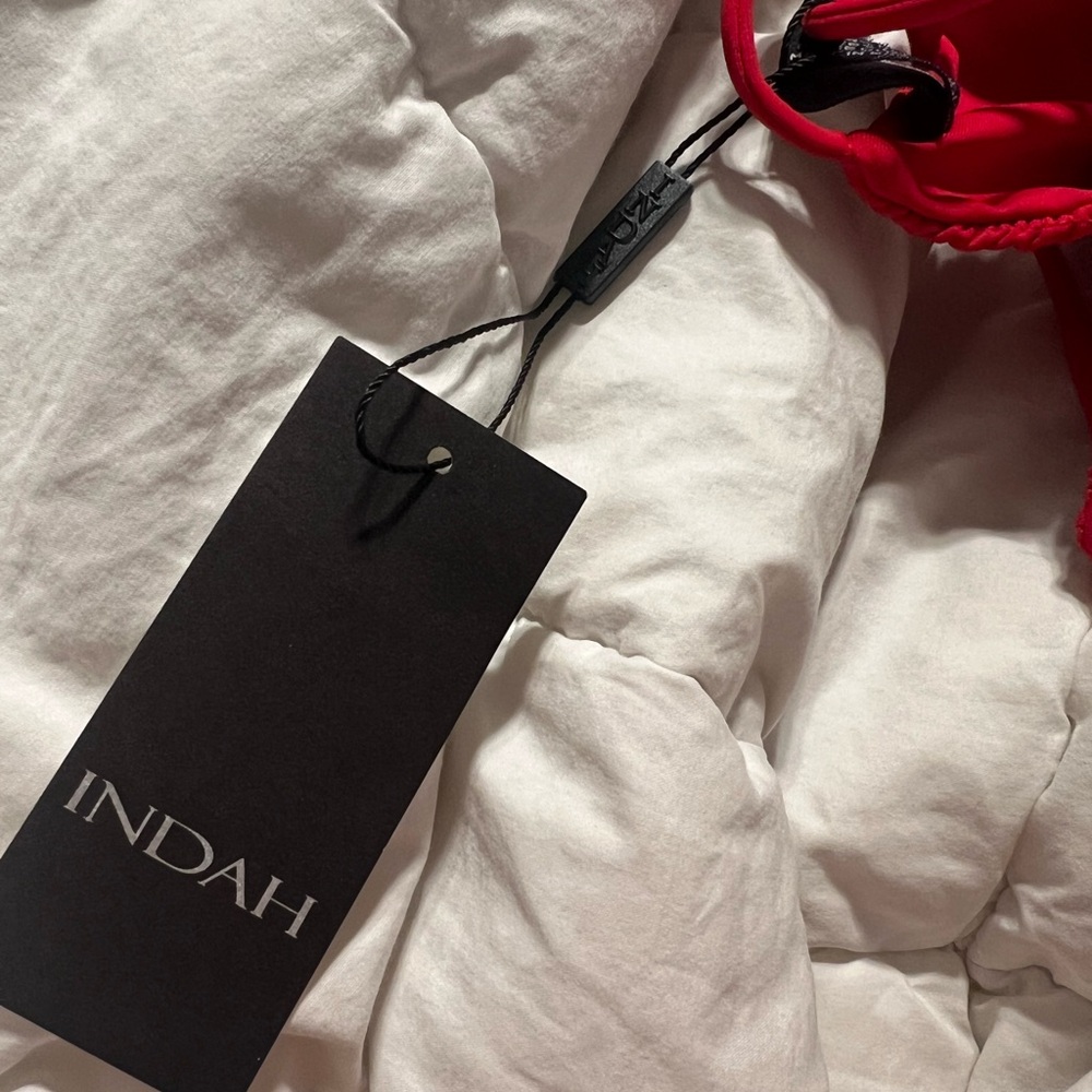 Indah Red Moto Bikini Top